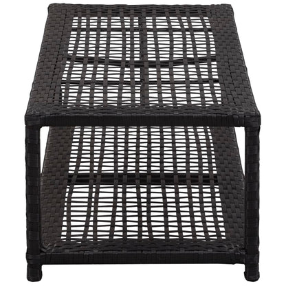 Scarpiera con Panchina Nera 80x40x30 cm in Polyrattan