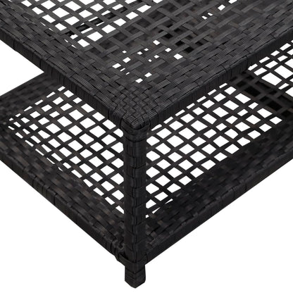 Scarpiera con Panchina Nera 80x40x30 cm in Polyrattan