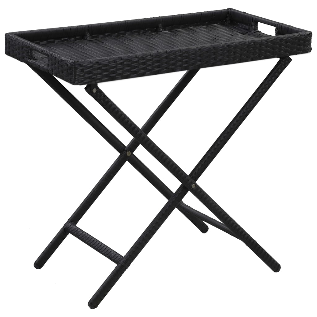 Tavolo Pieghevole Nero 80x45x75 cm in Polyrattan