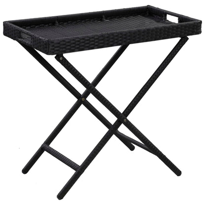 Tavolo Pieghevole Nero 80x45x75 cm in Polyrattan