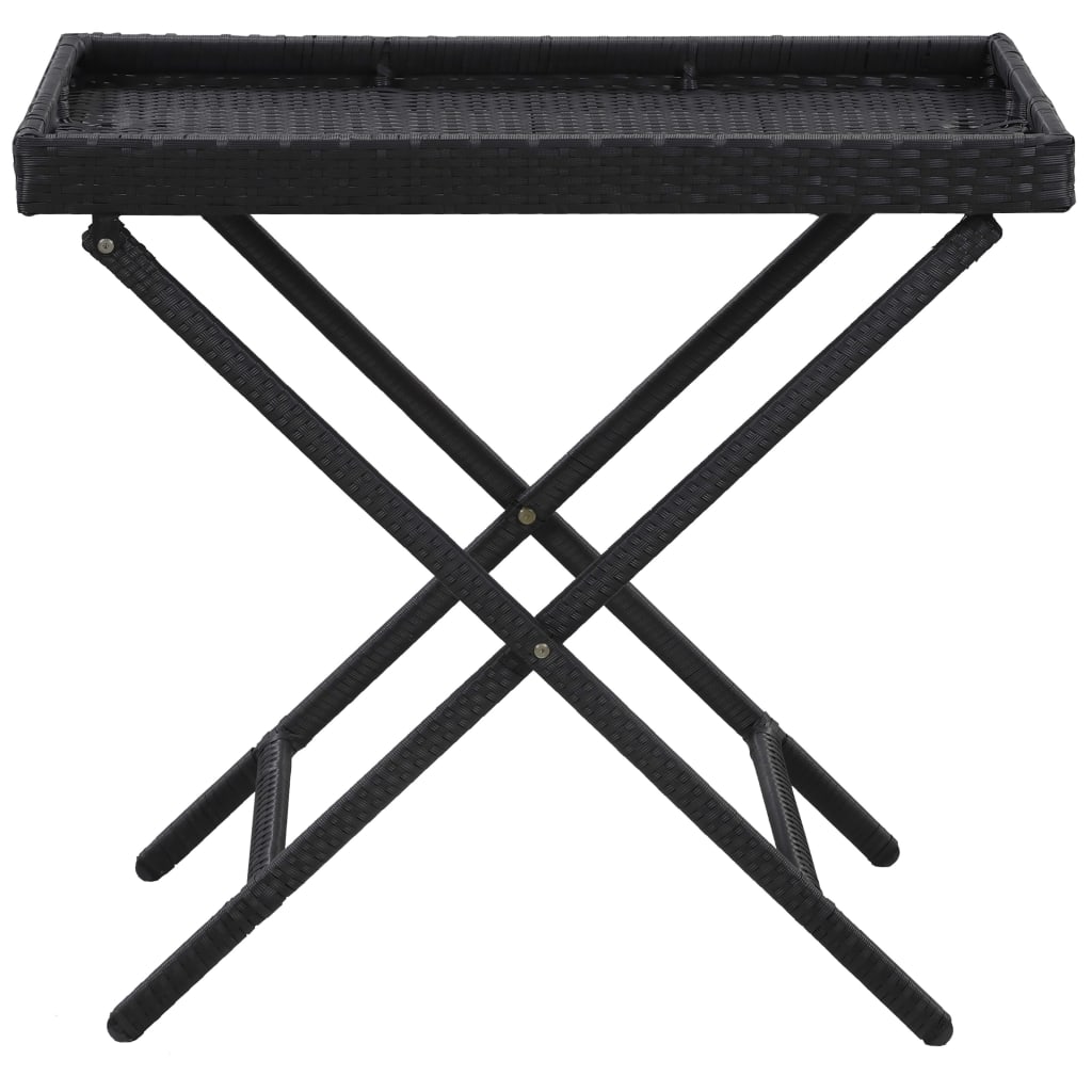 Tavolo Pieghevole Nero 80x45x75 cm in Polyrattan