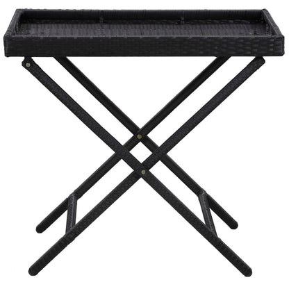 Tavolo Pieghevole Nero 80x45x75 cm in Polyrattan