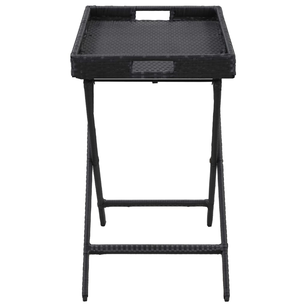 Tavolo Pieghevole Nero 80x45x75 cm in Polyrattan