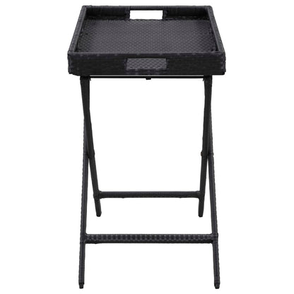 Tavolo Pieghevole Nero 80x45x75 cm in Polyrattan