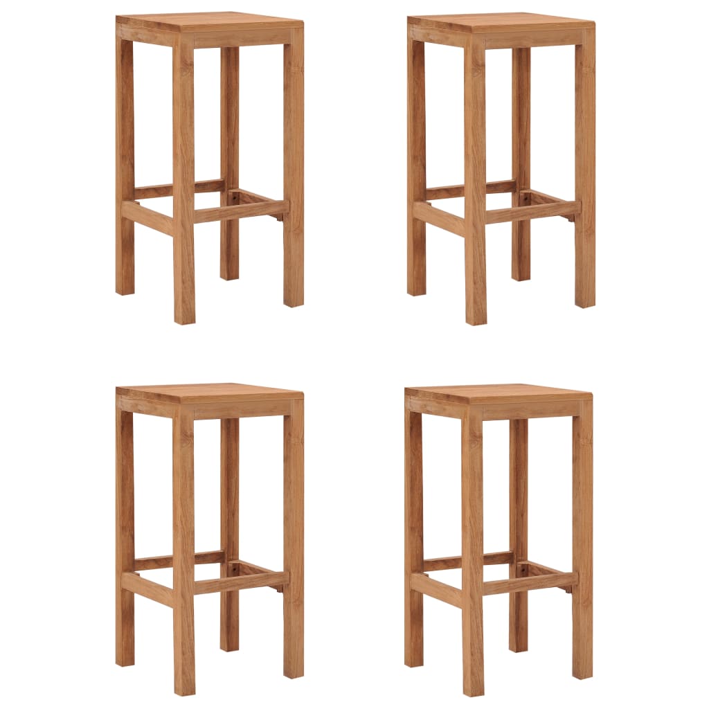 Sgabelli da Bar 4 pz in Legno Massello di Teak