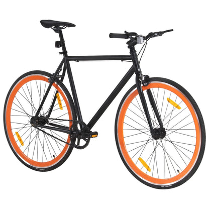 Bicicletta a Scatto Fisso Nera e Arancione 700c 55 cm
