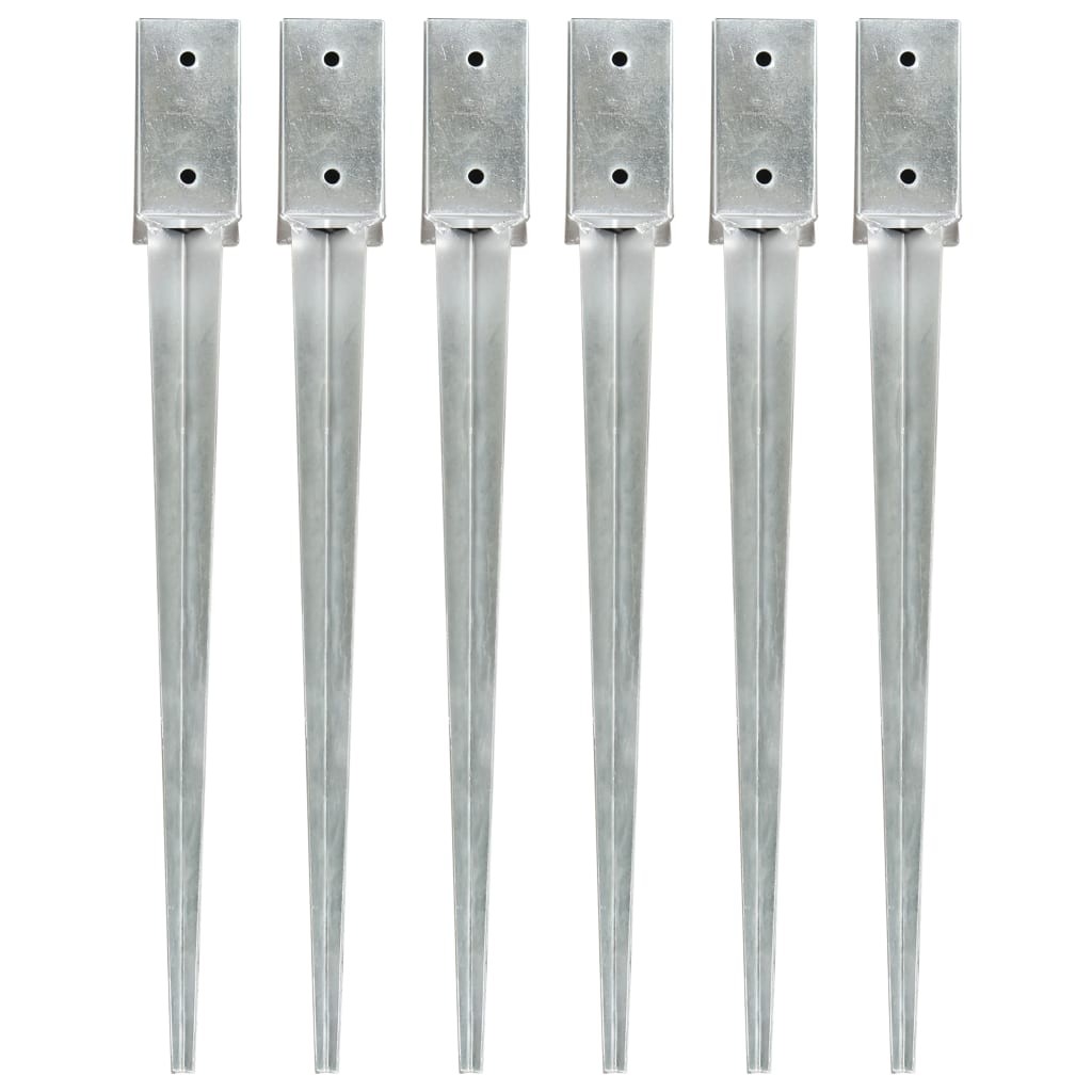 Picchetti di Terra 6 pz Argento 7x7x75 cm in Acciaio Zincato