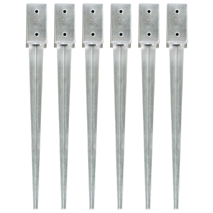 Picchetti di Terra 6 pz Argento 7x7x75 cm in Acciaio Zincato