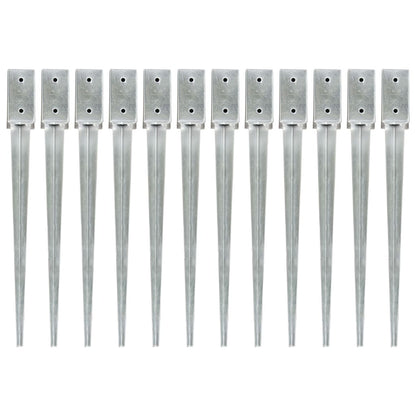 Picchetti di Terra 12 pz Argento 7x7x75 cm Acciaio Galvanizzato
