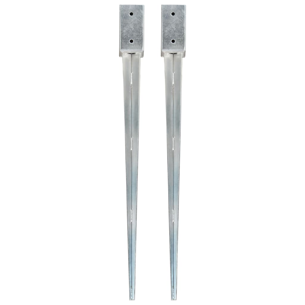 Picchetti di Terra 2 pz Argento 7x7x90 cm in Acciaio Zincato