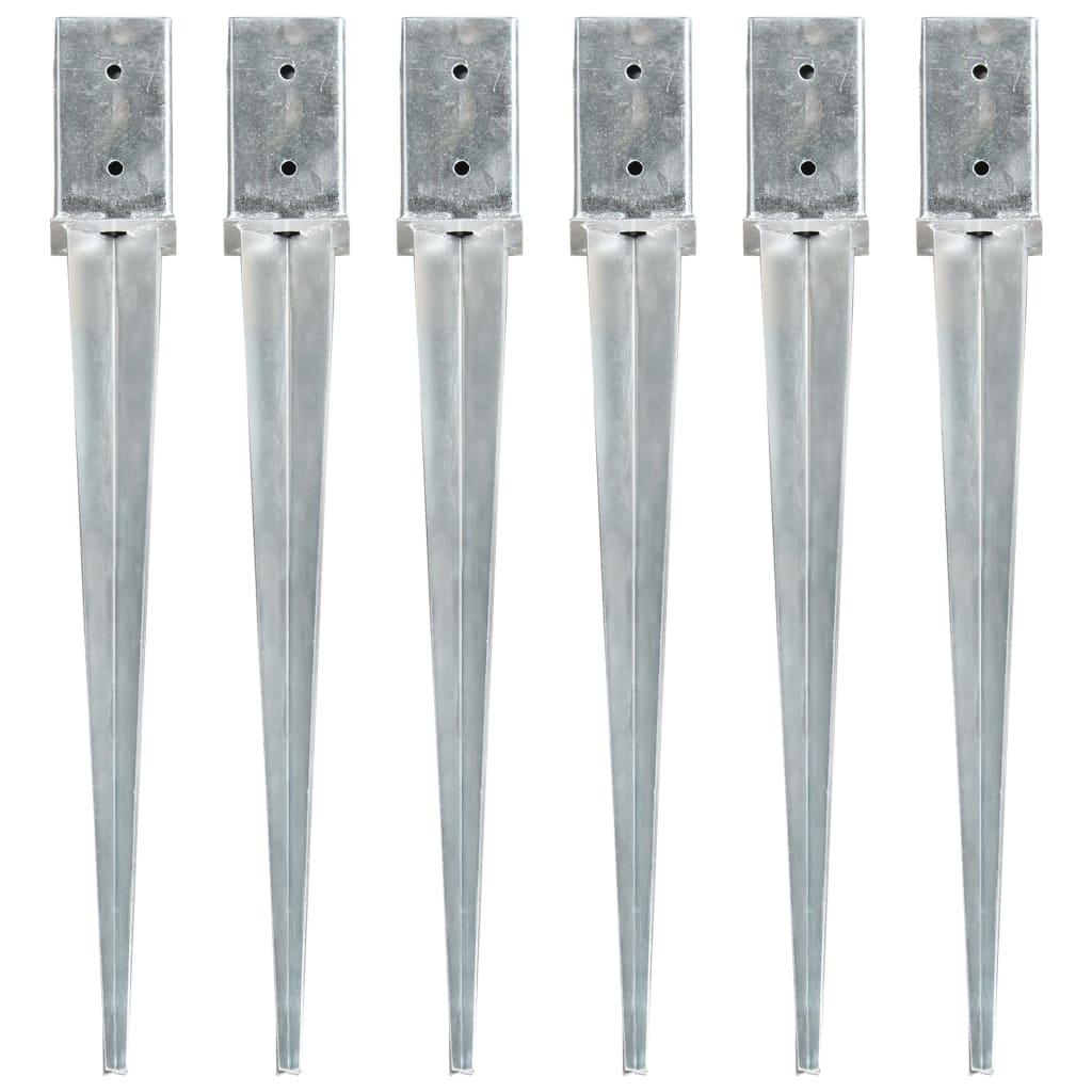 Picchetti di Terra 6 pz Argento 8x8x76 cm in Acciaio Zincato