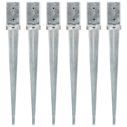 Picchetti di Terra 6 pz Argento 8x8x76 cm in Acciaio Zincato