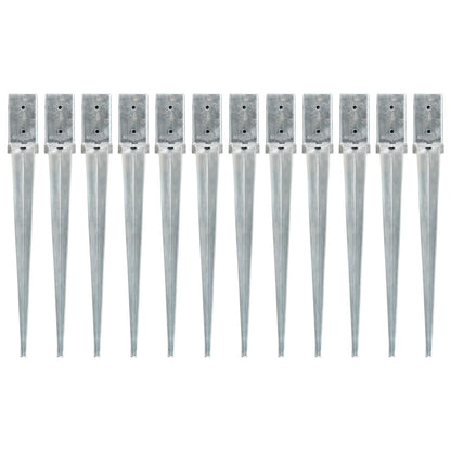 Picchetti di Terra 12 pz Argento 8x8x76 cm in Acciaio Zincato