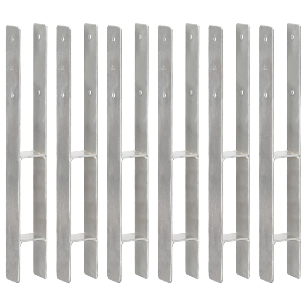 Picchetti per Recinzione 6 pz Argento 7x6x60 cm Acciaio Zincato