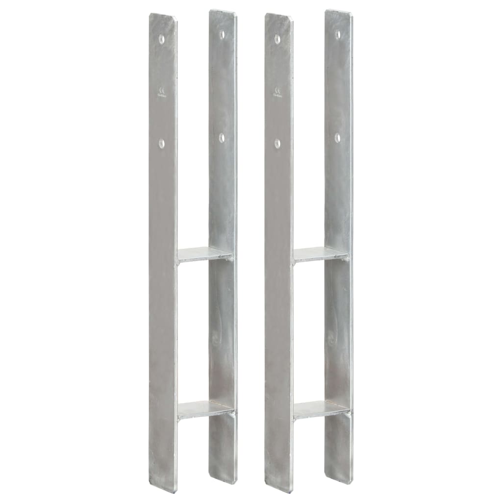 Picchetti per Recinzione 2 pz Argento 8x6x60 cm Acciaio Zincato