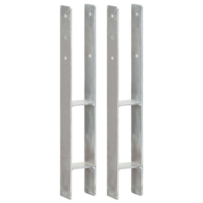 Picchetti per Recinzione 2 pz Argento 8x6x60 cm Acciaio Zincato