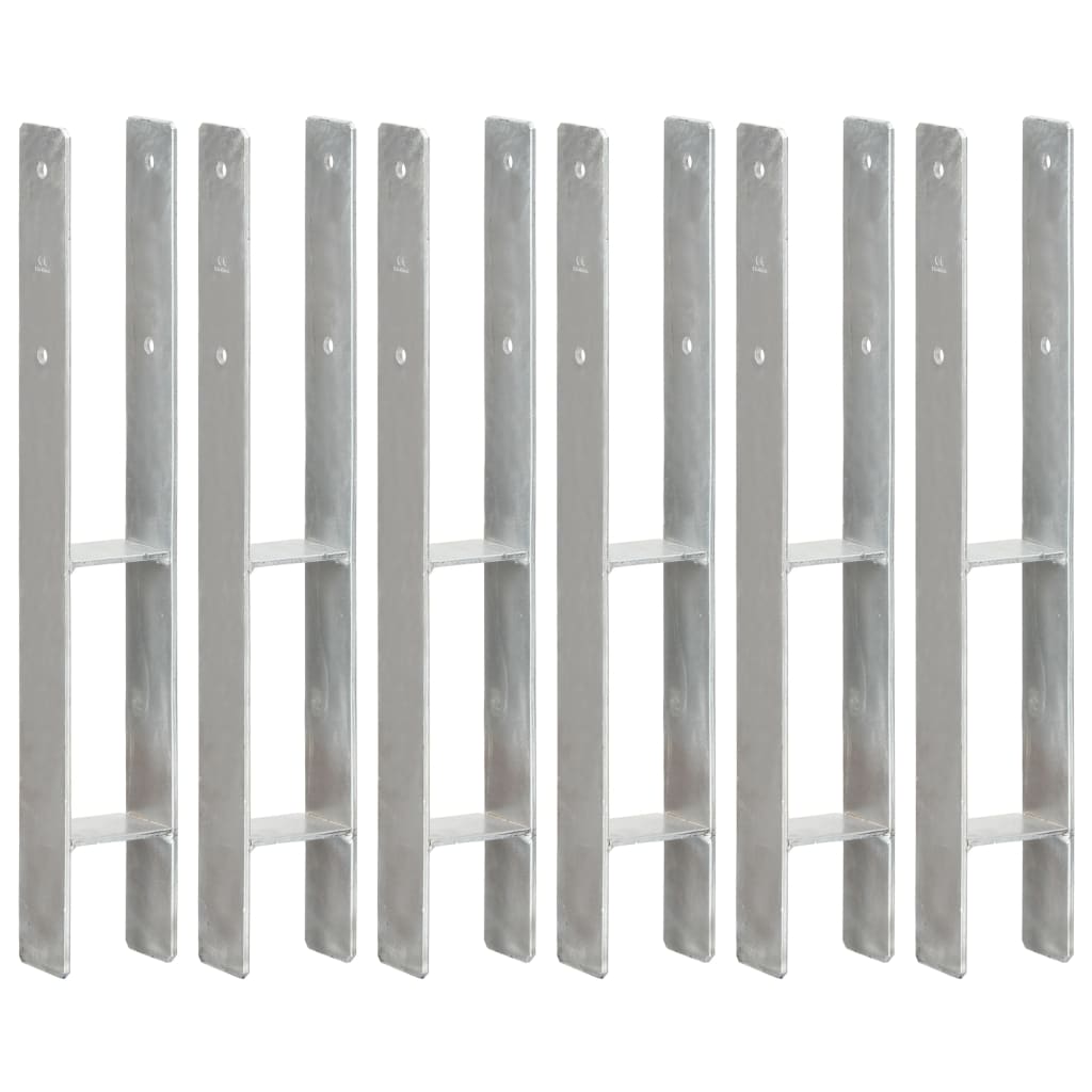 Picchetti per Recinzione 6 pz Argento 8x6x60 cm Acciaio Zincato