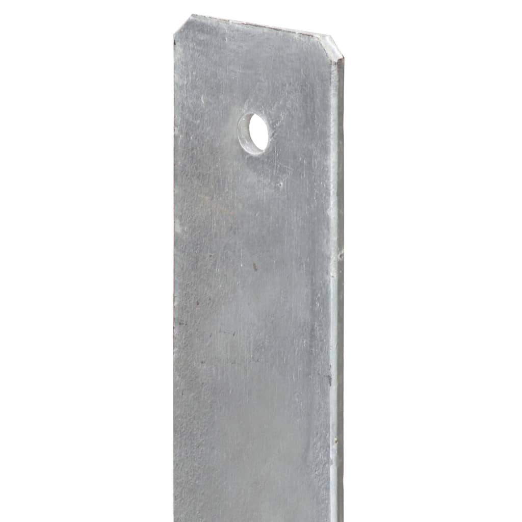 Picchetti per Recinzione 2 pz Argento 9x6x60 cm Acciaio Zincato
