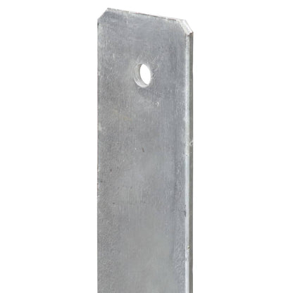 Picchetti per Recinzione 2 pz Argento 9x6x60 cm Acciaio Zincato