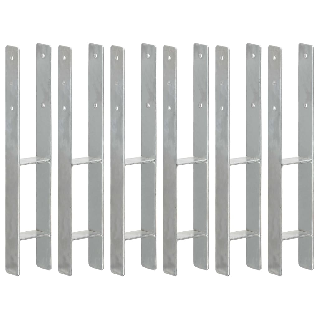 Picchetti per Recinzione 6 pz Argento 9x6x60 cm Acciaio Zincato