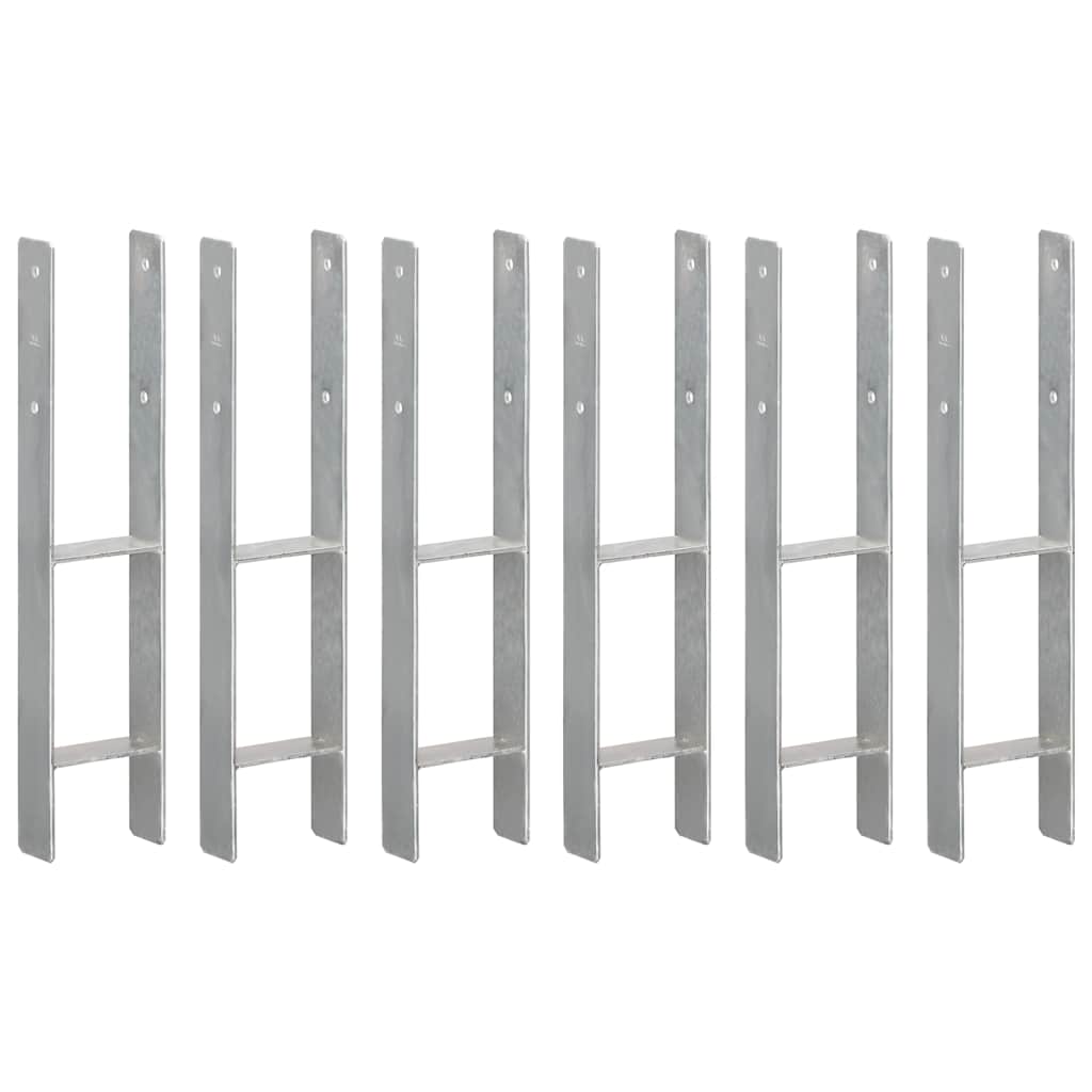 Picchetti per Recinzione 6 pz Argento 12x6x60cm Acciaio Zincato