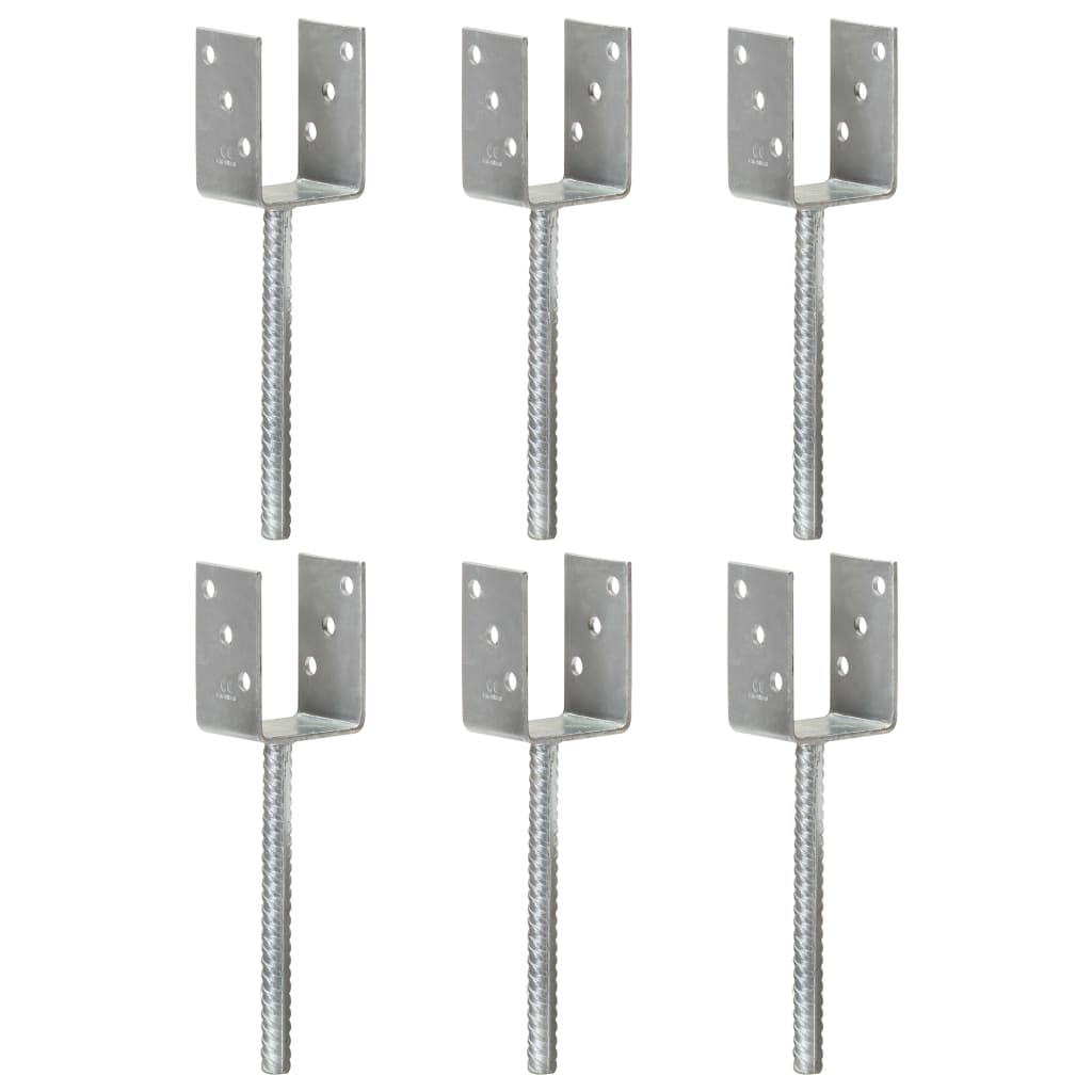 Picchetti per Recinzione 6 pz Argento 7x6x30 cm Acciaio Zincato