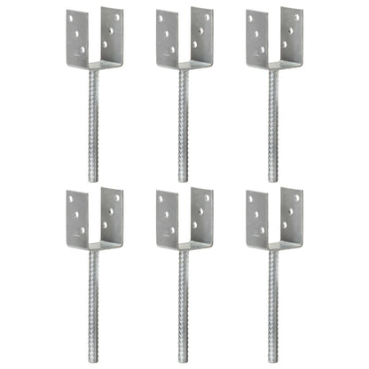 Picchetti per Recinzione 6 pz Argento 7x6x30 cm Acciaio Zincato