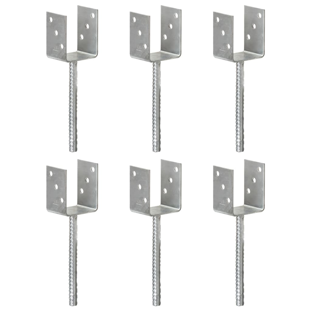 Picchetti per Recinzione 6 pz Argento 8x6x30 cm Acciaio Zincato