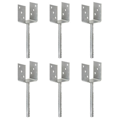 Picchetti per Recinzione 6 pz Argento 8x6x30 cm Acciaio Zincato
