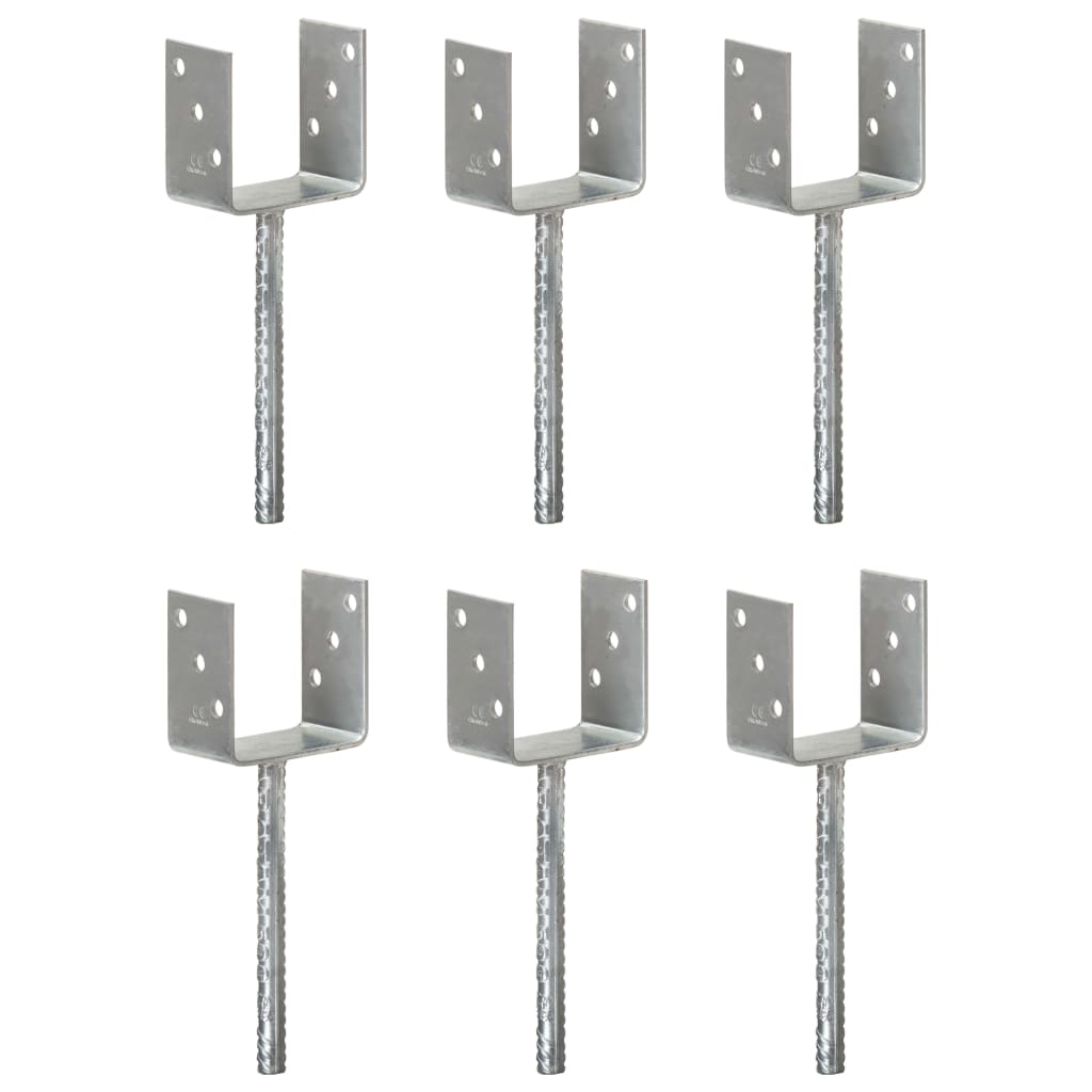 Picchetti per Recinzione 6 pz Argento 10x6x30cm Acciaio Zincato