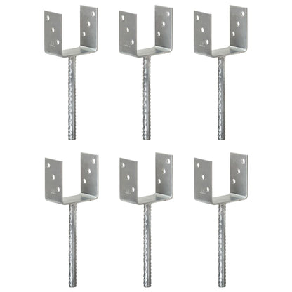 Picchetti per Recinzione 6 pz Argento 10x6x30cm Acciaio Zincato