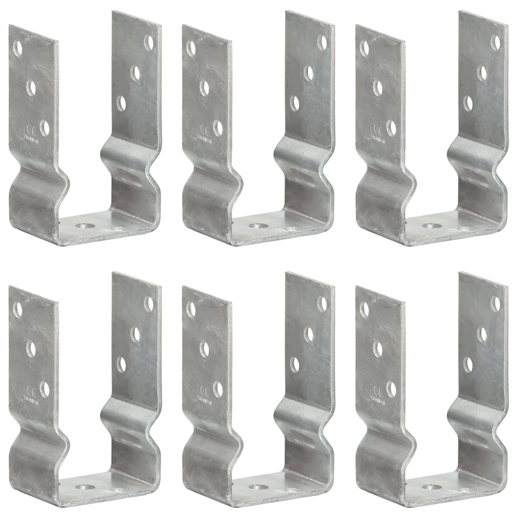 Picchetti per Recinzione 6 pz Argento 8x6x15 cm Acciaio Zincato