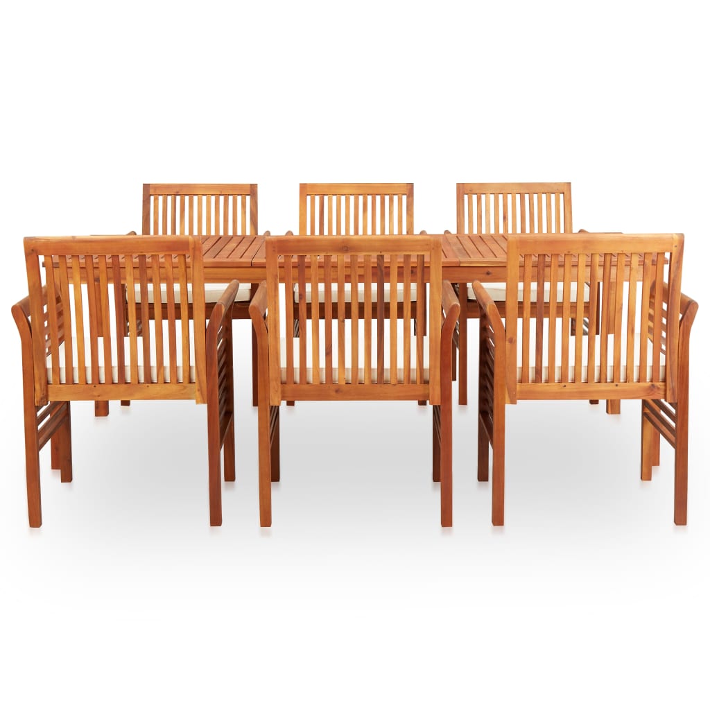 Set da Pranzo da Giardino 7 pz con Cuscini Massello di Acacia