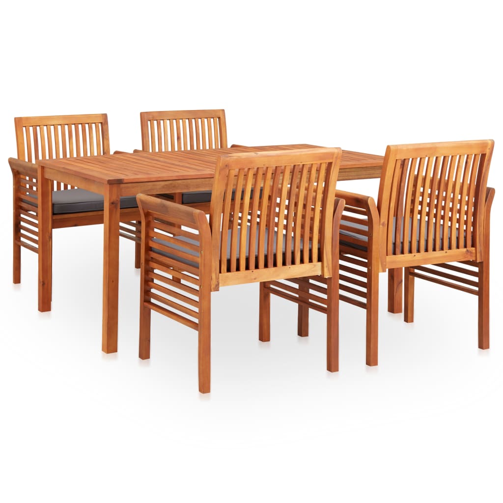 Set da Pranzo da Giardino 5 pz con Cuscini Massello di Acacia