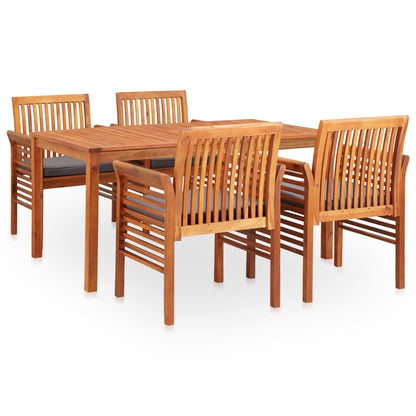 Set da Pranzo da Giardino 5 pz con Cuscini Massello di Acacia