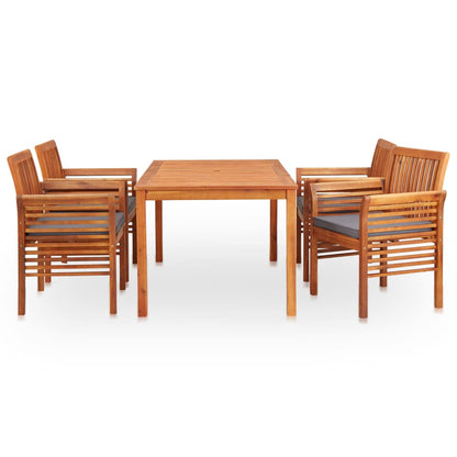 Set da Pranzo da Giardino 5 pz con Cuscini Massello di Acacia