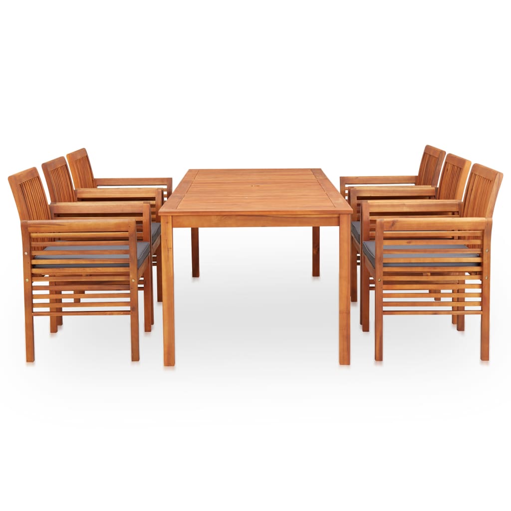 Set da Pranzo da Giardino 7 pz con Cuscini Massello di Acacia