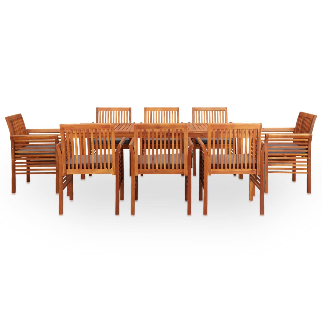 Set da Pranzo da Giardino 9 pz con Cuscini Massello di Acacia