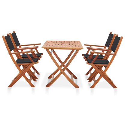 vidaXLSet da Pranzo da Esterno 5 pz Nero in Massello di Eucalipto