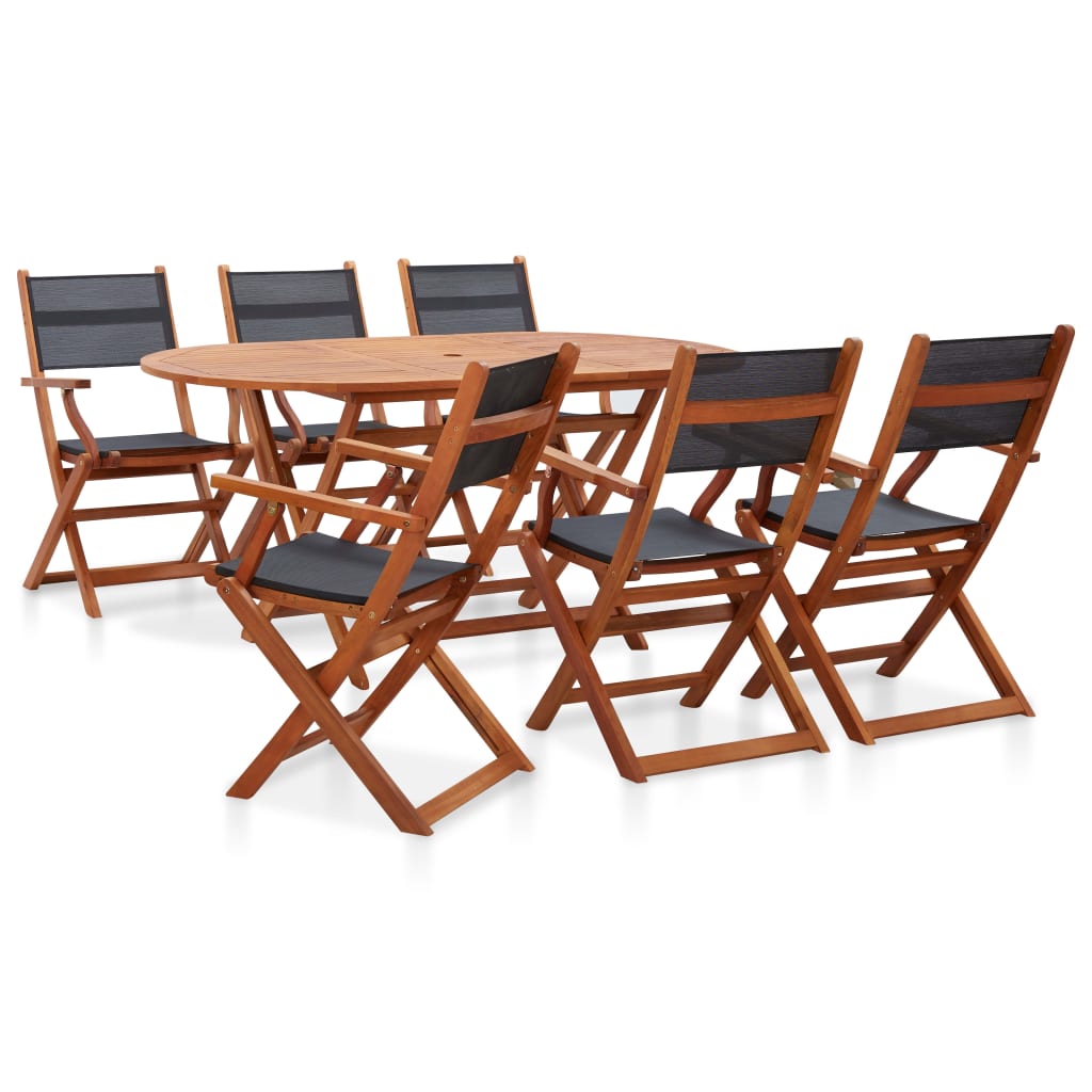 Set Pranzo da Giardino 7 pz Massello di Eucalipto e Textilene