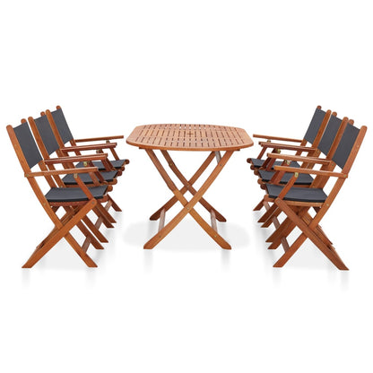 Set Pranzo da Giardino 7 pz Massello di Eucalipto e Textilene