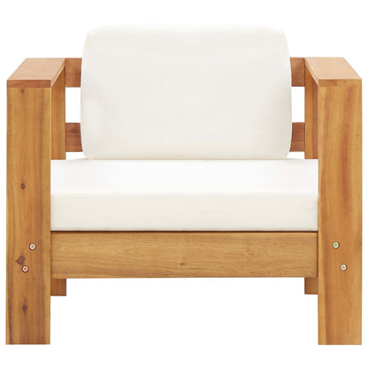 Set Divani da Giardino 4 pz con Cuscini Crema Legno di Acacia