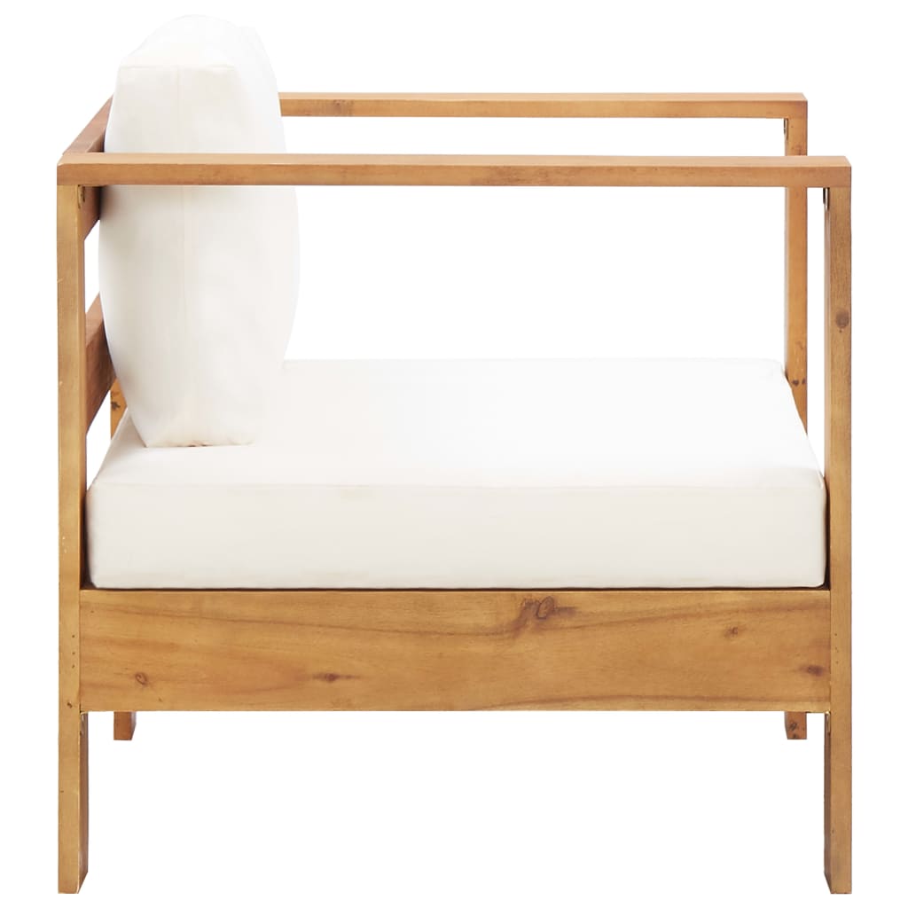 Set Divani da Giardino 4 pz con Cuscini Crema Legno di Acacia