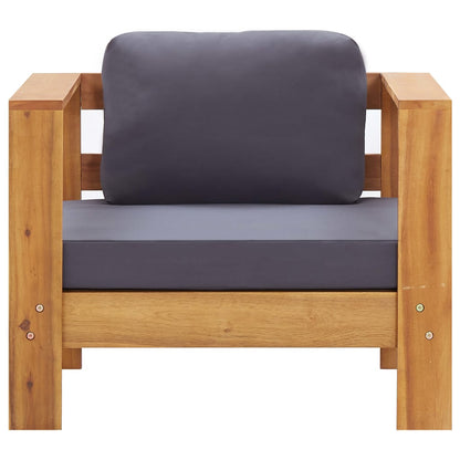 Set Divani da Giardino 4 pz con Cuscini Grigio Legno di Acacia