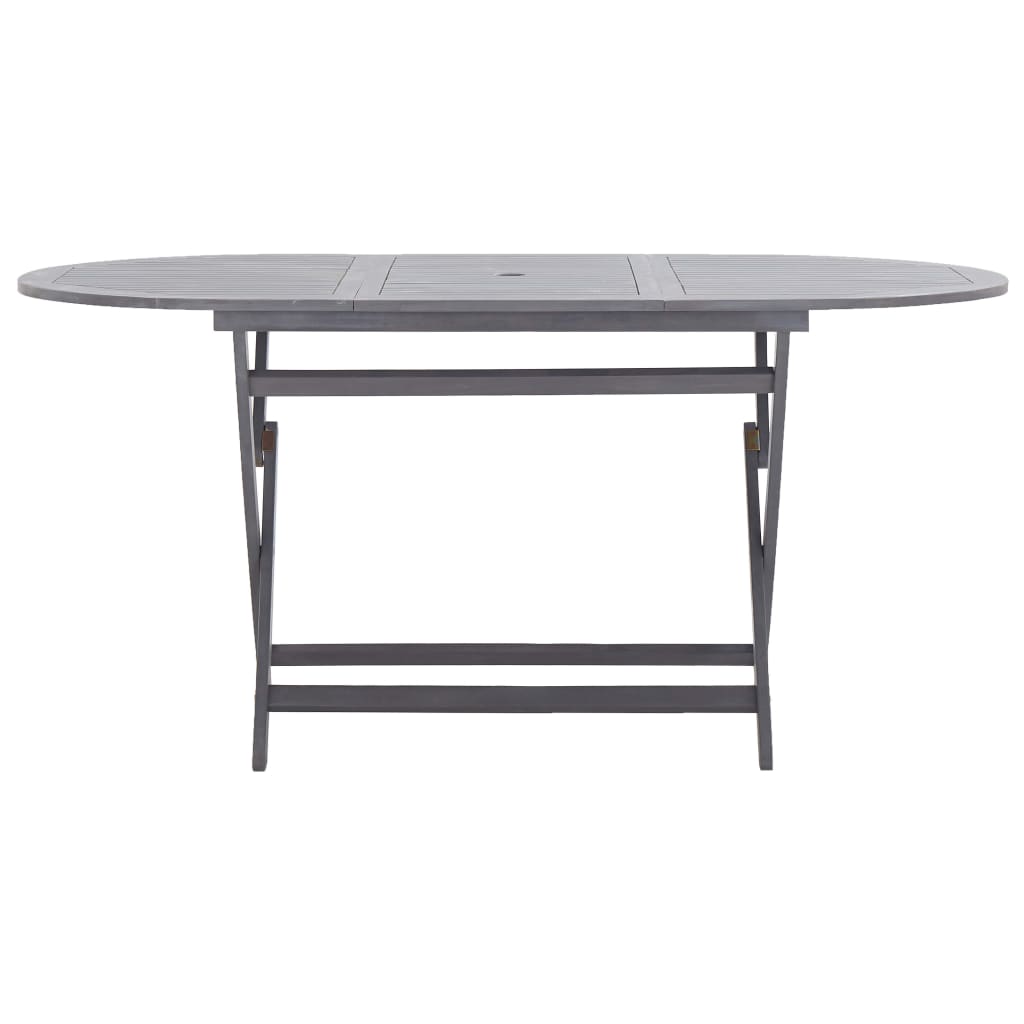 Set da Pranzo per Giardino 9 pz Legno Massello di Acacia Grigio