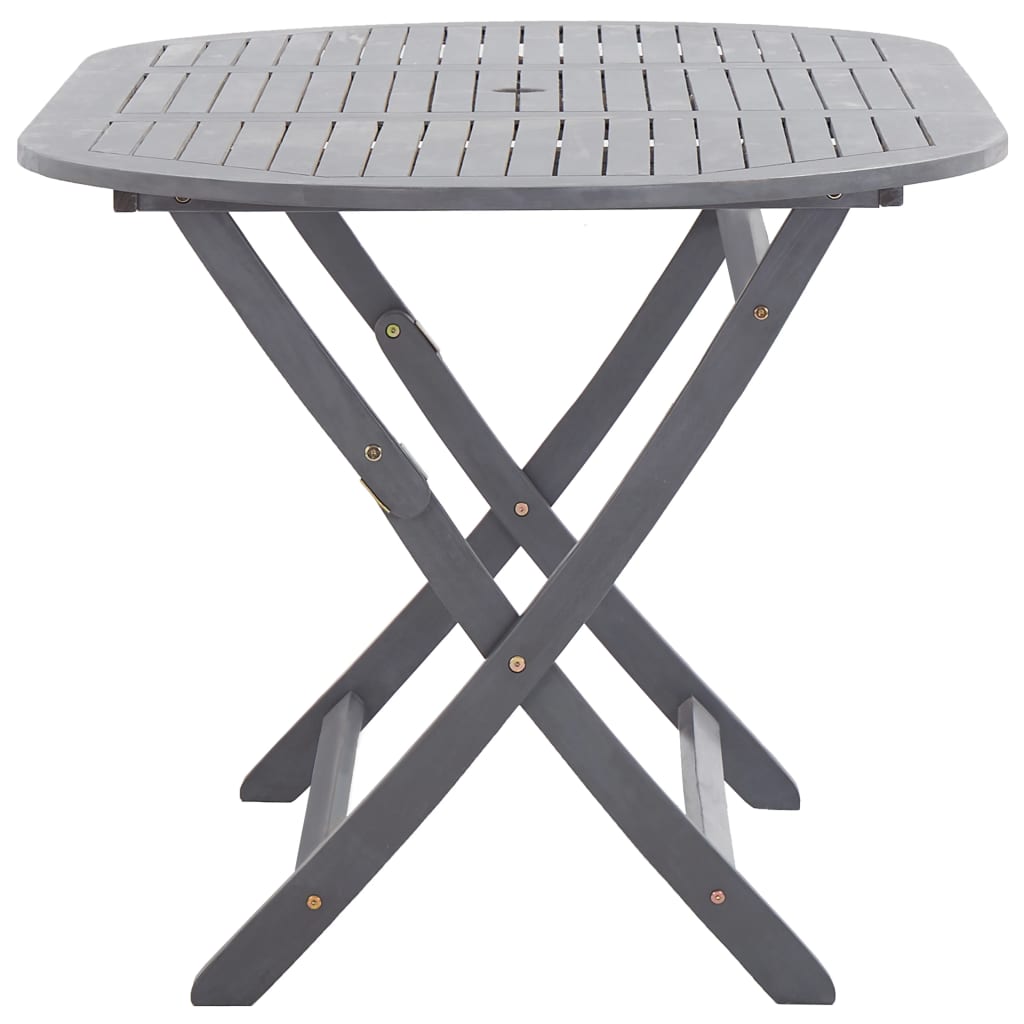 Set da Pranzo per Giardino 9 pz Legno Massello di Acacia Grigio