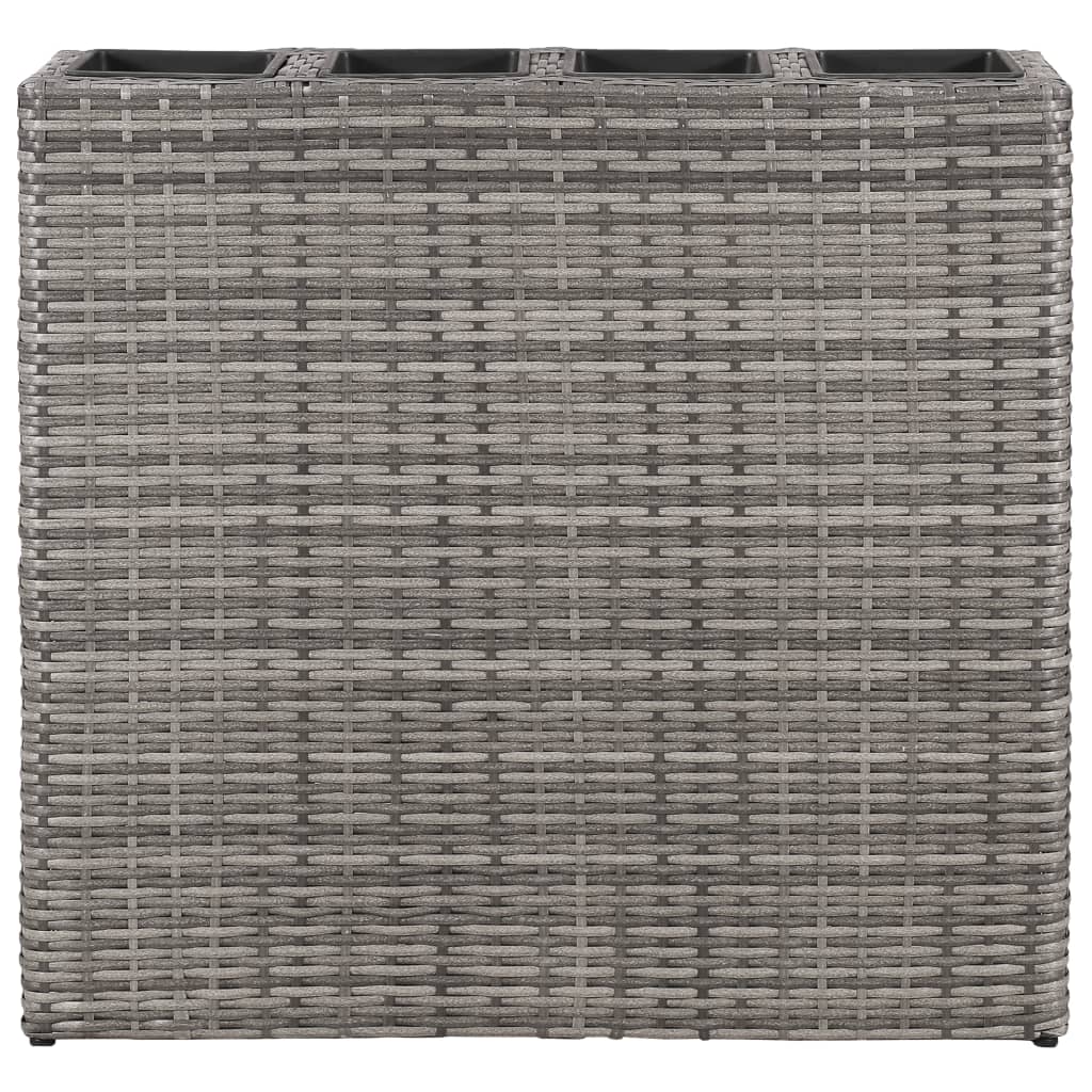 Letti Rialzati da Giardino con 4 Vasi 2 pz in Polyrattan Grigio
