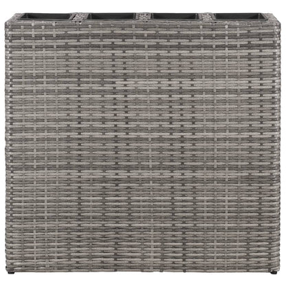 Letti Rialzati da Giardino con 4 Vasi 2 pz in Polyrattan Grigio