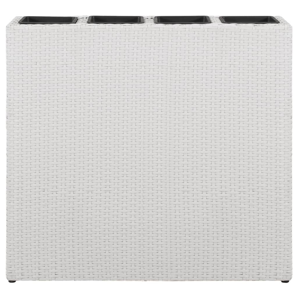 Letti Rialzati da Giardino con 4 Vasi 2 pz in Polyrattan Bianco