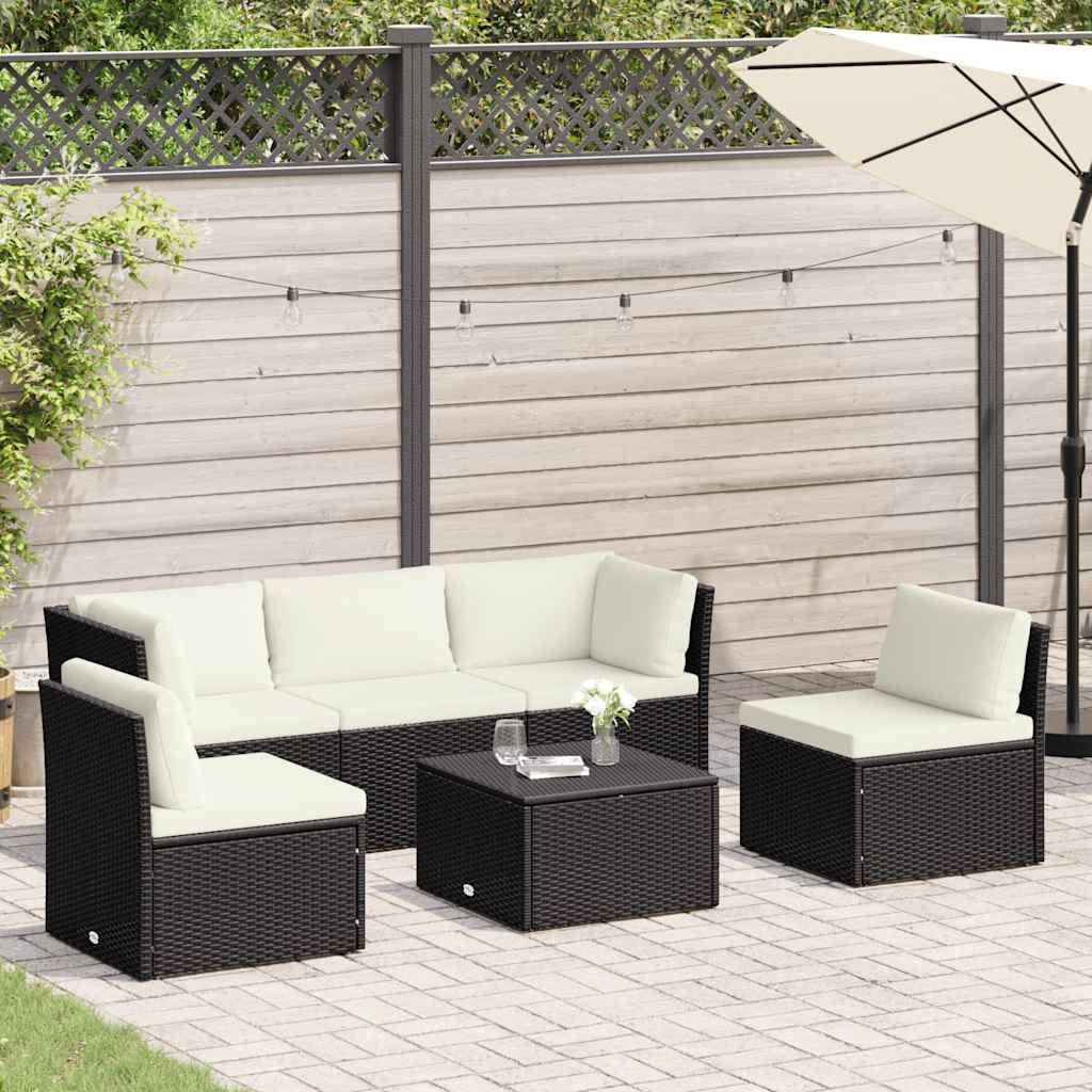 Set Divani da Giardino 4 pz con Cuscini in Polyrattan Marrone